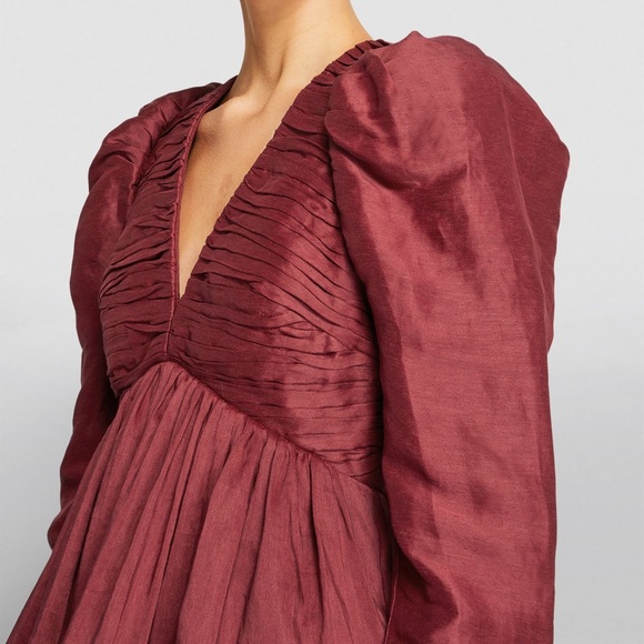 Aje Impasto Ruched Dress Size 8 (AUS) NWT Maroon - Picture 3 of 8